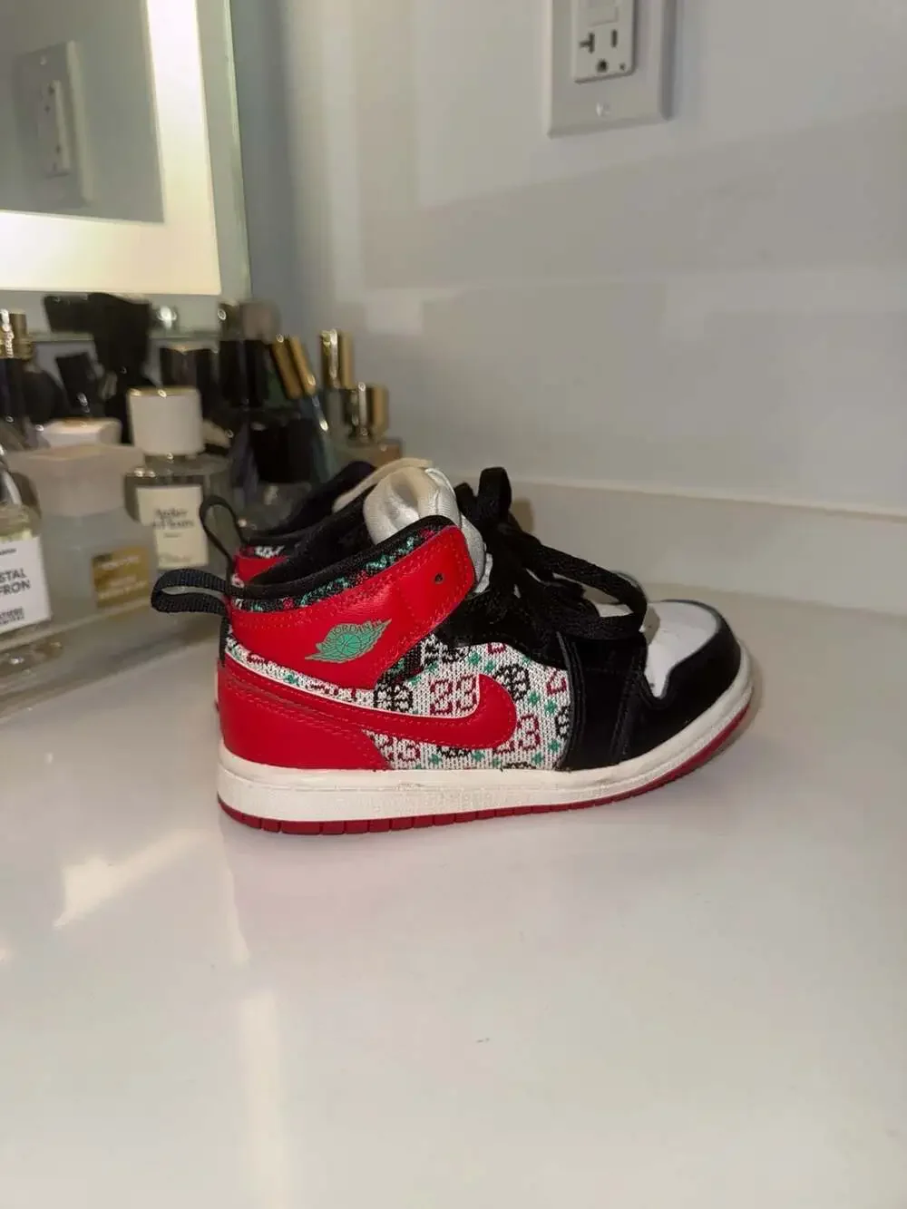 Air Jordan 1 Mid SE TD Ugly Christmas Sweater DM1209-150 Toddler Size 9C